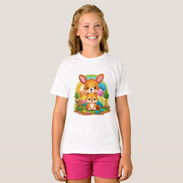 Cuddly Bliss: Adorable Teddy Bear Design  T-Shirt (Front Full)