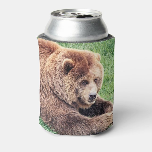 Cuddly Brown Bear Photograph Can Cooler (Can Back)