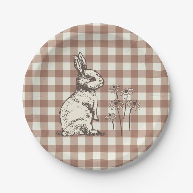 Cuddly Bunny Rabbits Bonanza - Happy Easter. Paper Plate (Front)