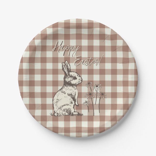 Cuddly Bunny Rabbits Bonanza - Happy Easter. Paper Plate (Front)