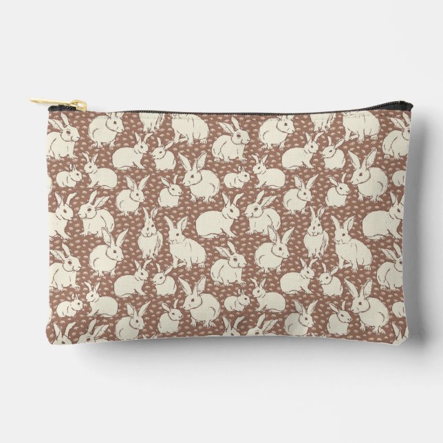 Cuddly Bunny Rabbits Bonanza - Mocha Mousse.   Accessory Pouch (Front)