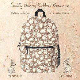 Cuddly Bunny Rabbits Bonanza - Mocha Mousse.   Printed Backpack