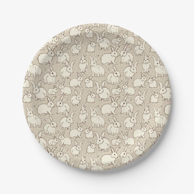 Cuddly Bunny Rabbits Bonanza - pattern.   Paper Plate (Front)