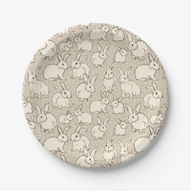 Cuddly Bunny Rabbits Bonanza - pattern.   Paper Plate (Front)