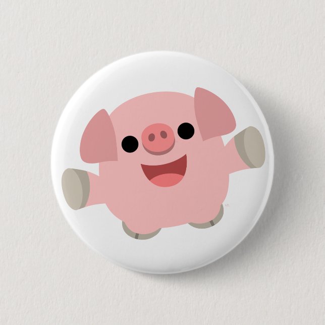 Cuddly Cartoon Pig Button Badge (Front)