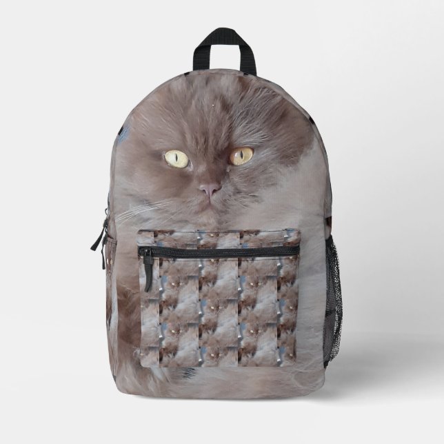 Cuddly Cat Printed Backpack (Front)