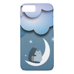 Cuddly Cats on the Moon iPhone 8/7 Case