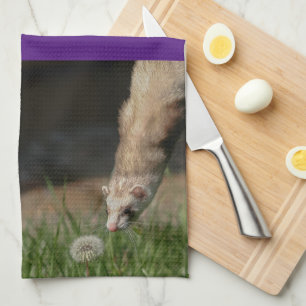Cuddly Cute Ferret Weasel Kitchen Towels