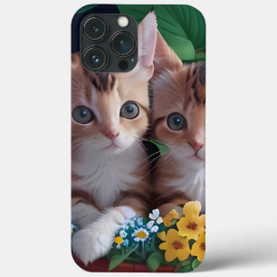 Cuddly Cute Kittens in a Flower Basket iPhone 13 Pro Max Case