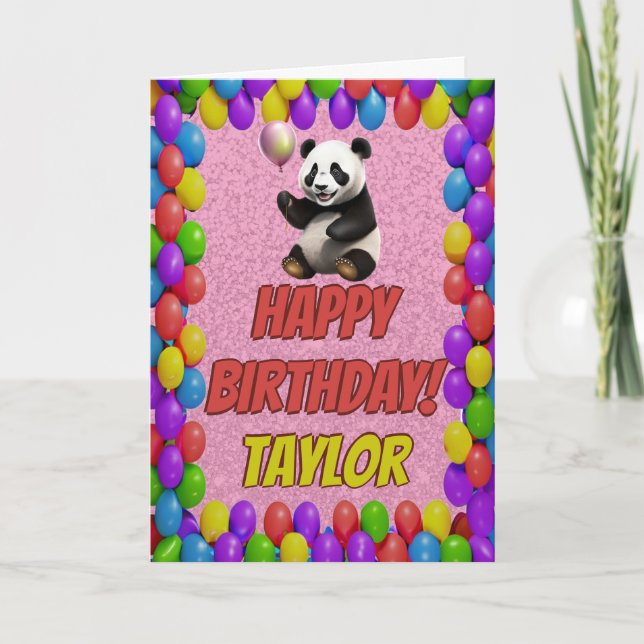 Cuddly Cute Panda Bear Greeting Happy Birthday Card (Front)