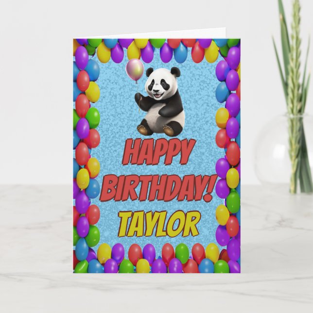 Cuddly Cute Panda Bear Greeting Happy Birthday Card (Front)