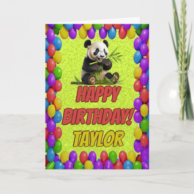 Cuddly Cute Panda Bear Greeting Happy Birthday Card (Front)