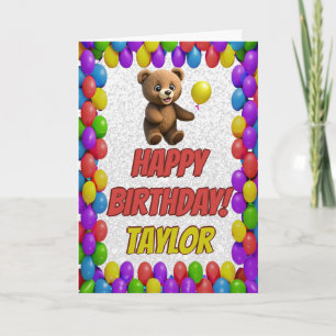 Cuddly Cute Teddy Bear Greeting Happy Birthday Card