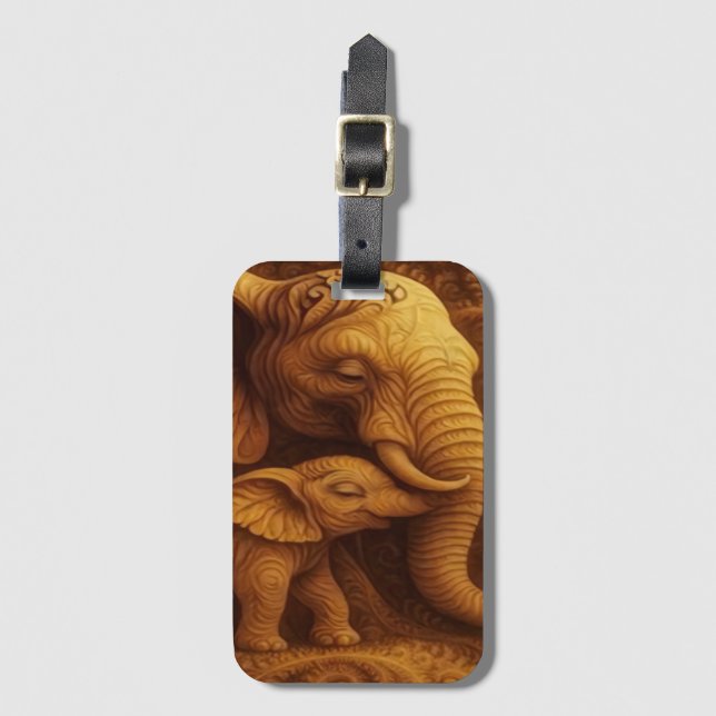 Cuddly Elephants  Luggage Tag (Front Vertical)