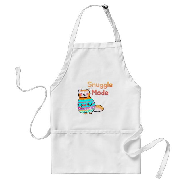 Cuddly Ginger Cat Snuggle Mode Standard Apron (Front)