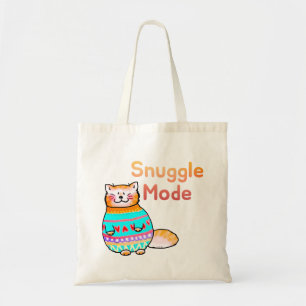 Cuddly Ginger Cat Snuggle Mode Tote Bag