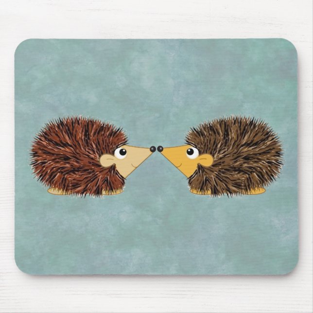 Cuddly Hedgehog Couple Mouse Mat (Front)