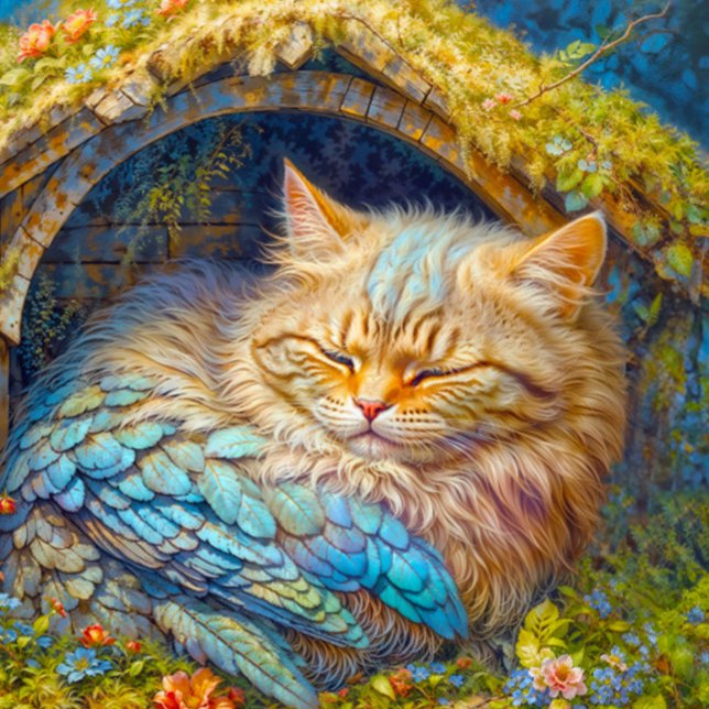 Cuddly Kitten Bird Sleeping in Bird House Jigsaw Puzzle (Close- up of artwork)