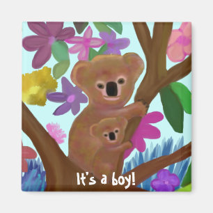 Cuddly Koala boy birth announcement Magnet