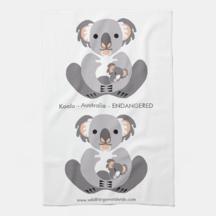  Cuddly  KOALA -Conservation - Endangered animal Tea Towel