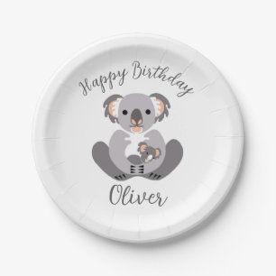 Cuddly KOALA - Happy Birthday - Party Paper Plate