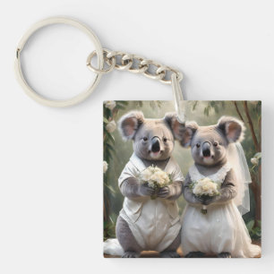 Cuddly Koalas White Wedding, Key Ring