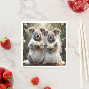 Cuddly Koalas White Wedding, Napkin