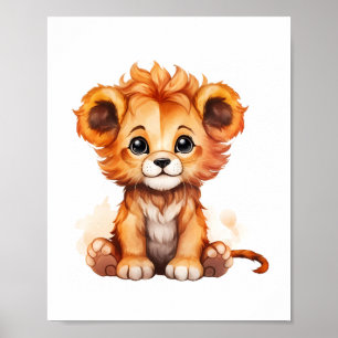 Cuddly Lion Cub's Delight Nursery Kids Poster