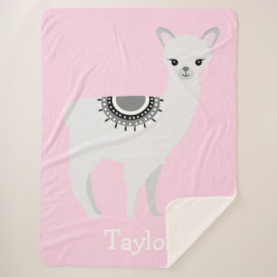 "Cuddly Llama Dreams" Personalised Sherpa Blanket