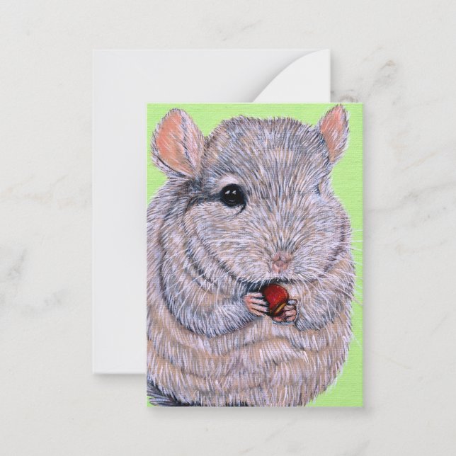Cuddly Nibbling Chinchilla Painting Card (Front)