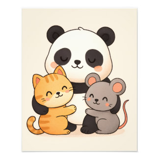 Cuddly Panda and Friends Cute Nursery  Photo Print