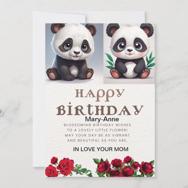 Cuddly panda, Birthday Card Writable (Front)