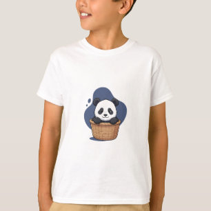 Cuddly Panda in a Wicker Basket Kids T-Shirt