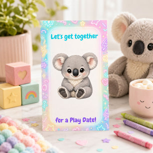 Cuddly Pastel Koala Play Date  Calling Card