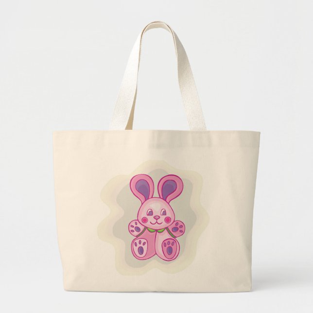 Cuddly Pink Bunny Large Tote Bag (Front)
