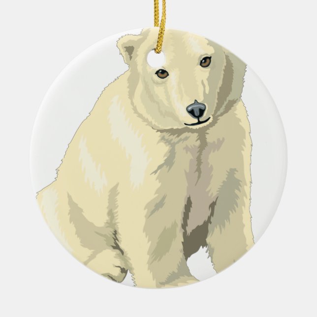 Cuddly  Polar Bear Ceramic Tree Decoration (Front)