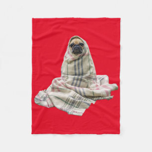 Cuddly Pug in a Blanket Custom Background Colour