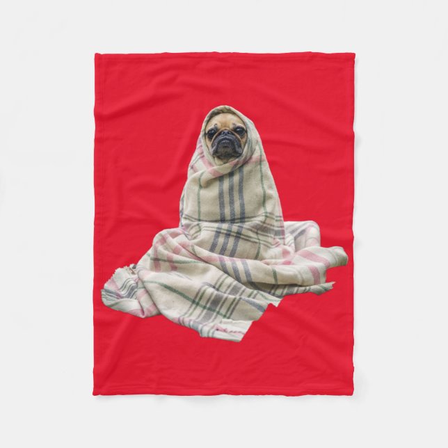 Cuddly Pug in a Blanket Custom Background Colour (Front)