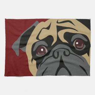 Cuddly Pug Tea Towel