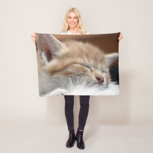 Cuddly Sleeping Cat Fleece Blanket