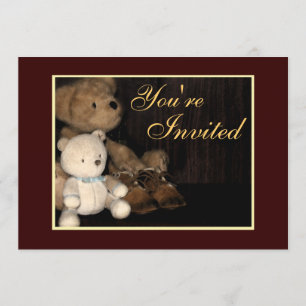 Cuddly Teddy Bear & Baby Shoes Invitation