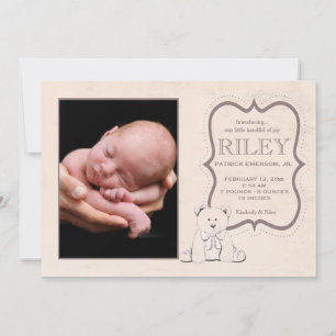 Cuddly Teddy Bear Photo Birth Announcement