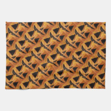 Cuddly Tilted Smile Jack-O-Lantern Kitchen Towels