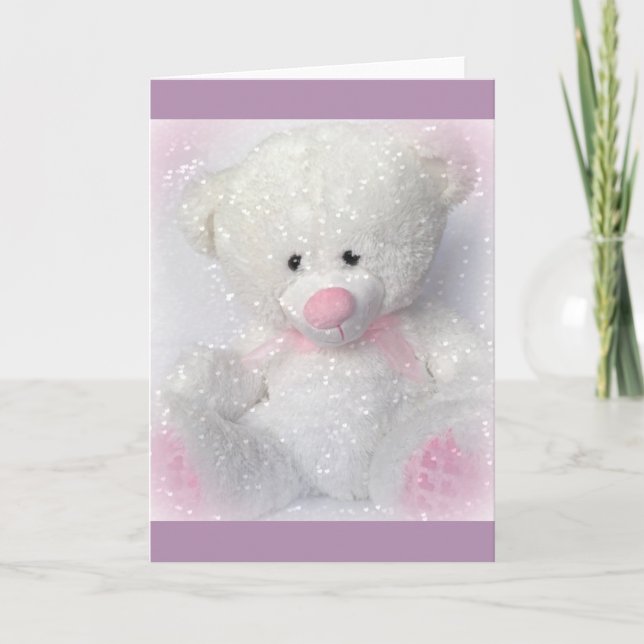 Cuddly White Teddy Bear Card (Front)