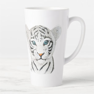 Cuddly White Tiger Art - Cute Wildlife Art Latte Mug