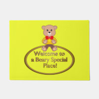 Cuddly Yellow Popcorn Anime Teddy Bear Door Mat