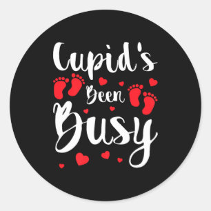 Cud's Been Busy Funny Baby Reveal 2025 Valentine N Classic Round Sticker