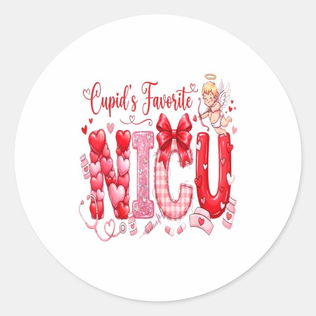 Cuds Favorite Nurse Nicu Valentines Day Shirt Nurs Classic Round Sticker (Front)