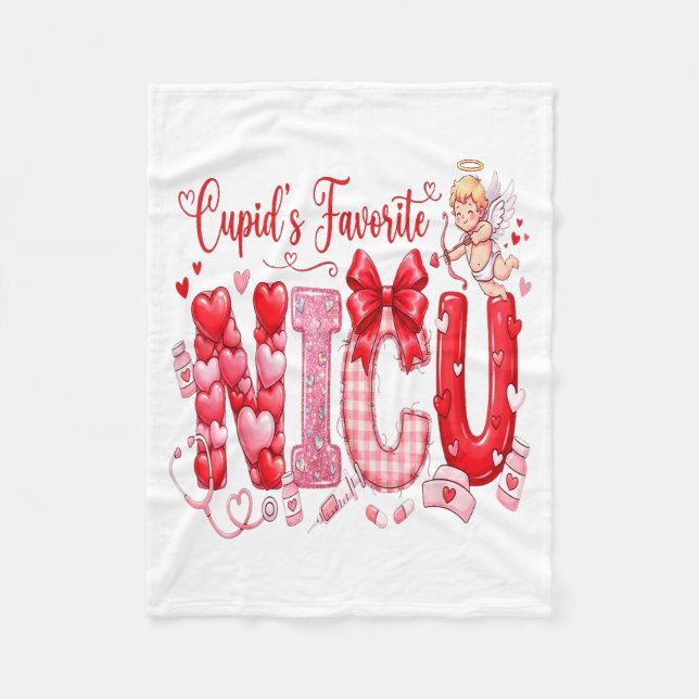 Cuds Favorite Nurse Nicu Valentines Day Shirt Nurs Fleece Blanket (Front)