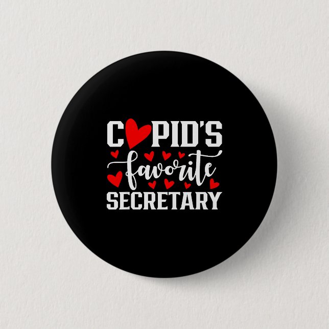 Cud's Favorite Secretary Cute Heart Valentine's Da 6 Cm Round Badge (Front)